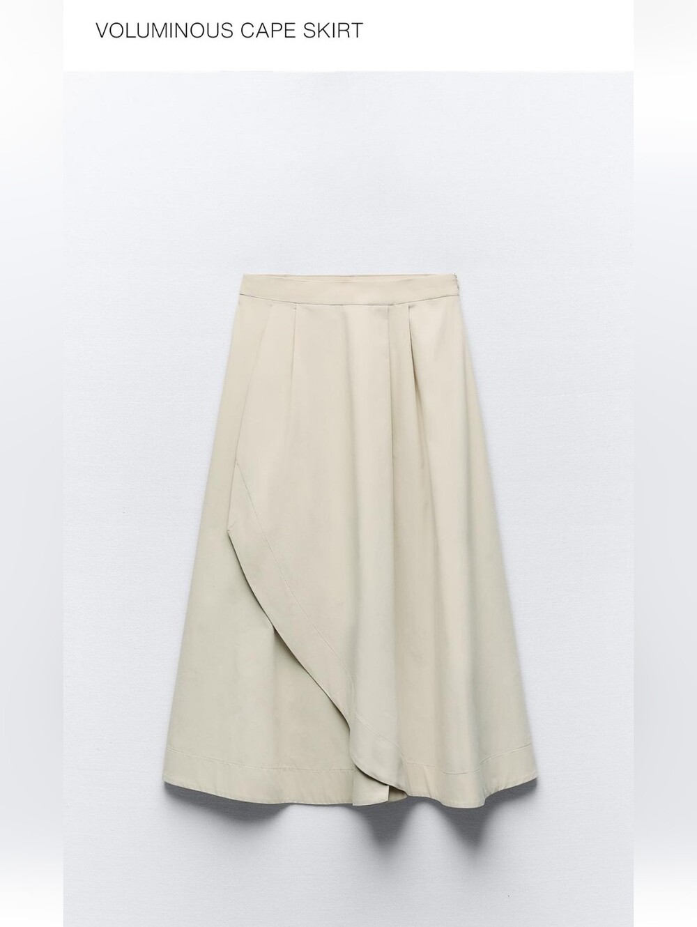 NWOT Zara Beige Voluminous A-Line Cape Skirt M